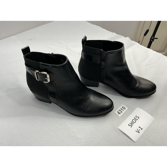 Womans London Fog Harmony Ankle Boots 8.5 M Black Strap Buckle Zipper - Picture 2 of 9